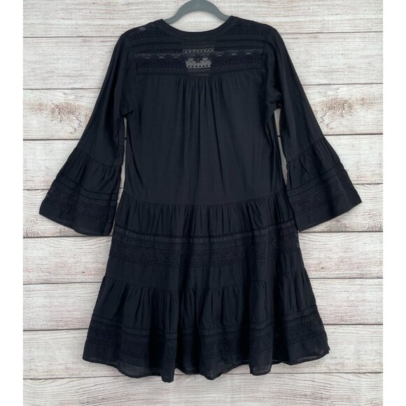 Velvet by Graham & Spencer Semi Sheer Lace V-Neck Dress Women's XS Black - Picture 2 of 7